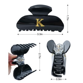 WELROG Alphabet Letter Hair Claw Clips - Acrylic Hair Clips for Women,Black Non-Slip Hair Clips