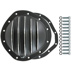 Differential Cover Rear, Black Aluminum Finned, Compatible with Chevy/GM 12 Bolt 8.75" RG