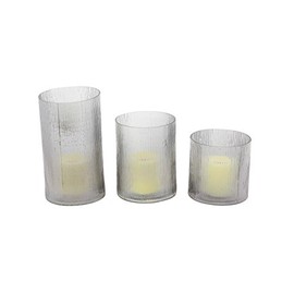 Deco 79 24690 Frosted Glass Candle Holders (Set of 3), 5" x 7" x 9", Obscure