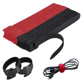Ssiyiya 100PCS Cable Ties Reusable, Adjustable Nylon Reusable Cable Ties Fastening Straps, Multi-Purpose Cord Organizer Ties Hook Loop Cable Management for Home Office Cables Organization