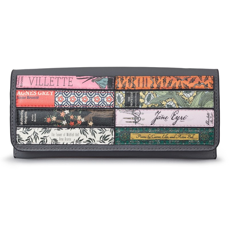 Brontë Bookworm Leather Glasses Case, Sunglasses Case, Flap Over, Grey