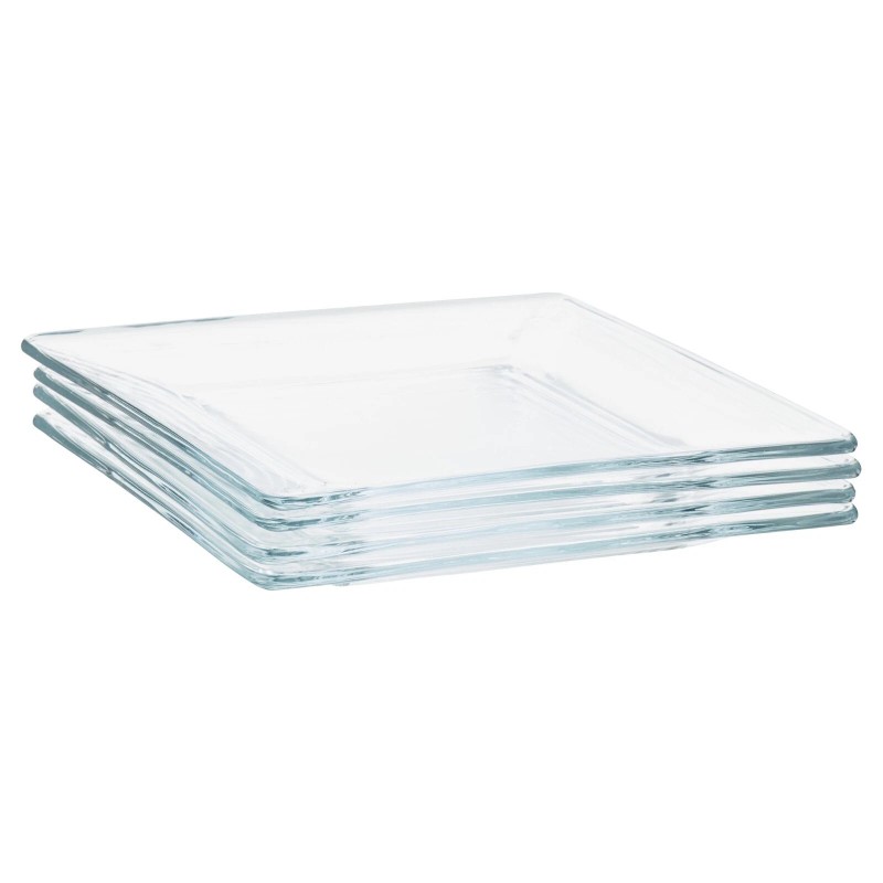 Unbranded Mainstays 12-Piece Square Clear Glass Dinnerware Set