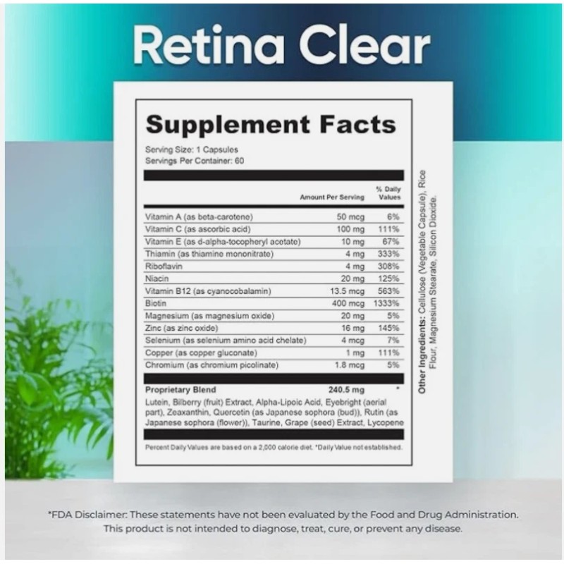 3-Pack Retina Clear Capsules, RetinaClear Supports Eye Health - 180