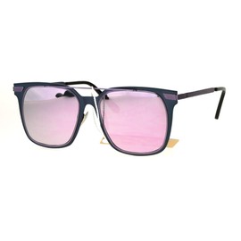 Womens Sunglasses Square Metal Frame Flat Top Bar Gunmetal, Lavender Mirror Lens