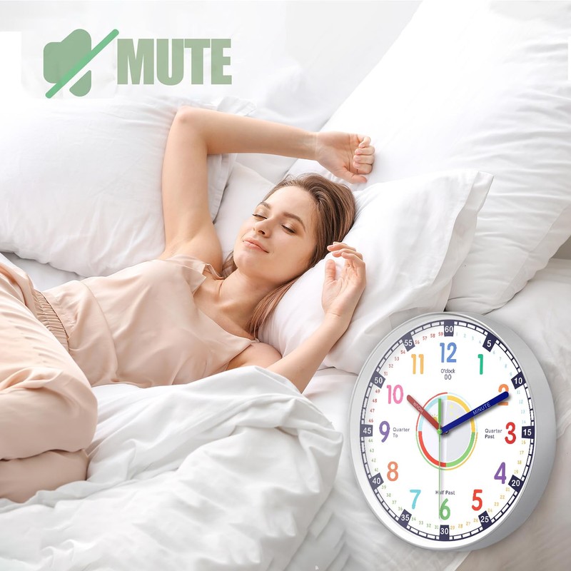 wigmoa Telling Time Clock - NonTicking Cute Wall Watch Clock