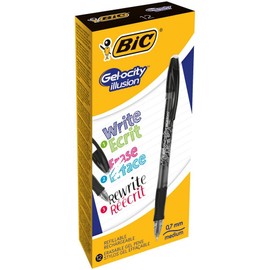 Bic 943441 Gel Ocity Illusion Print Gel Pen 0.7 mm (Pack of 12) – Black