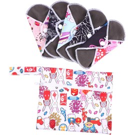 FRCOLOR Toallas Sanitarias Lavables de Fibra Bambú Toallas Sanitarias Reutilizables Protectores Diarios para Uso Diario para Mujeres y Madres