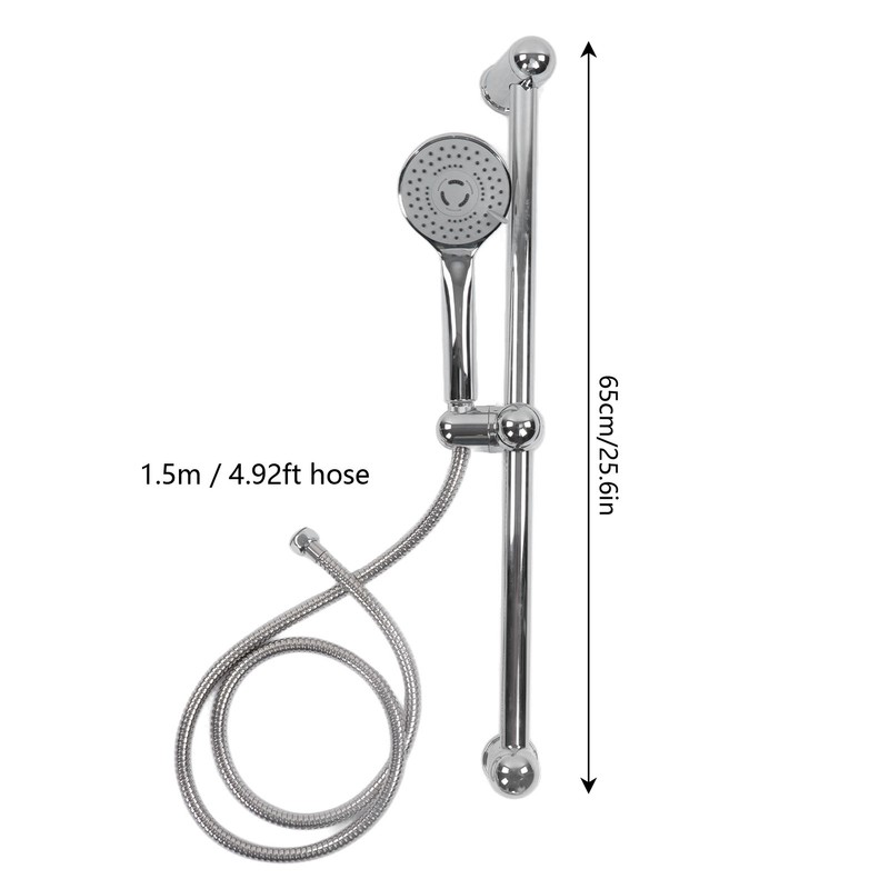 Shower Slide Rail Set 360° Rotation Adjustable Height with 1.5m