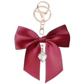 GrandslamEX Ribbon, Metal Heart, Accessory, Charm, Keyring, Keychain, Strap, Keychain, Smartphone Pouch, AirPods Pro, Wallet, Cute, Stylish, Decorative, Hook, Colorful Korea, red