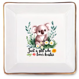 BJDAMAI Koala Jewelry Ring Holder Dish Tray, Gifts For Women Teens Girls Kids, Koala Lovers Themed Stuff Things Decor Merch, Themed Home Room Ring Earrings Necklace Organizer Holder!