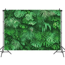Green Tropical Palm Leaves Backdrop Jungle Safari Plants Photo Background for Hawaiian Luau Party Decor Banner Picture Photography Vinyl 7x5ft Birthday Baby Shower Wedding Party Supplies