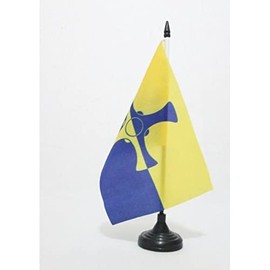 Durham New county Table Flag 5'' x 8'' - County of Durham - England Desk Flag 21 x 14 cm - Black plastic stick and base - AZ FLAG