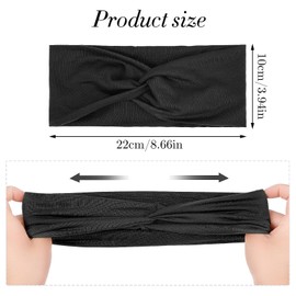WLLHYF 2 x Turban Headbands for Women Wide Headbands Stretch Turban Knotted Hair Bands Fashion Hair Bands for Girls Cute Hair Accessories Yoga Running Sports (Dark Grey/Black)