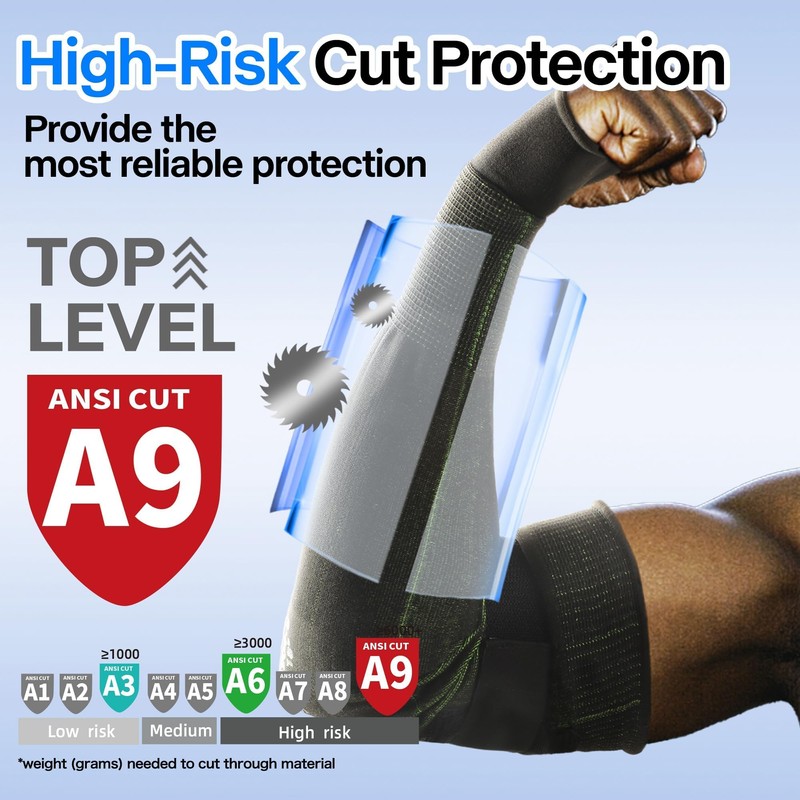 Schwer PRO-SKIN ANSI A9 Cut Resistant Arm Sleeves for Men