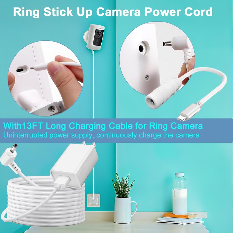 2-Pack Ring Stick up Camera Power Cord Compatible with Ring