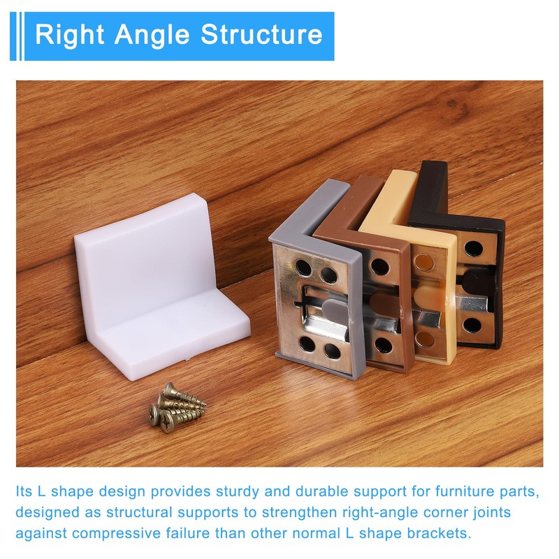 uxcell 4 Pcs 90 Degree Plastic Corner Braces, 43x50x33mm Shelf