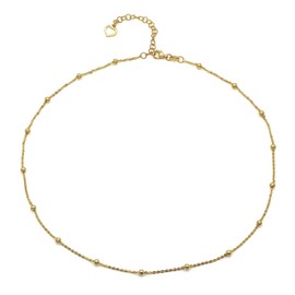 AKA Gioielli® - Women's Choker Necklace with Pearls in 925 Silver, Rose Gold Plated or 18 Carat Yellow Gold Plated - Adjustable Length, Gold, No Gemstone