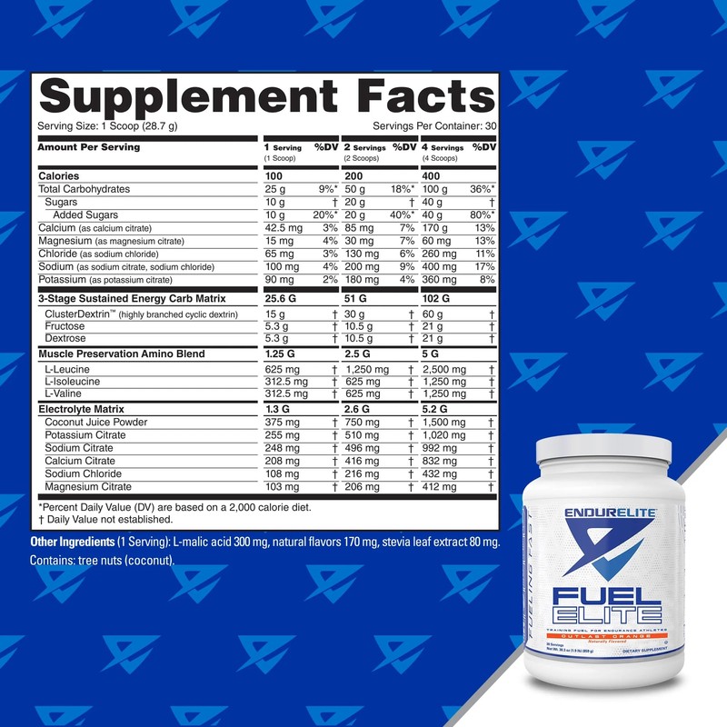 EndurElite Fuel Elite- Electrolyte Powder for Instant Hydration- Carbohydrates, Electrolytes,