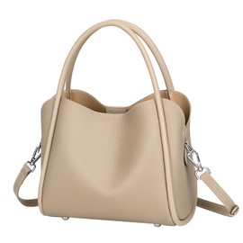 Over Earth Genuine Leather Satchel Handbags for Women Small Top Handle Crossbody Bag with Two Straps(O220E Khaki)