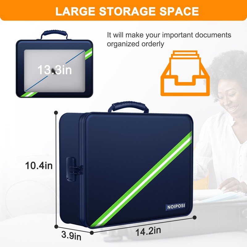 Noiposi Document Organizer with 5200℉ Heat Insulated,Waterproof and Fireproof Document