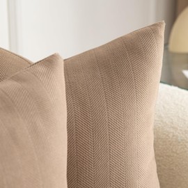 MANDIOO Pack of 2 Chenille Throw Pillow Covers Elegant Design Soft and Luxurious Decorative Cushion Covers Pillowcase Couch Sofa Bedroom Living Room Home Decor 12x20 Inch Camel