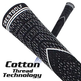 CRESTGOLF Updated Multi Compound Golf Grips for Golf Clubs Set of 13 Non-Slip Ecological Cotton Yarn Technology Medium or Standard Size for You (Standard Size, Grey)