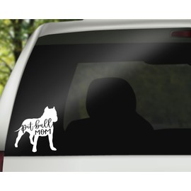 Pit Bull Mom Decal | Pitbull Decal | Pitbull Car Decal | Pit Bull Dog Decal Bumper Sticker Window Laptop Tumbler Decal | 4.7" x 5" Size White | Made in USA | DECALBUNNY