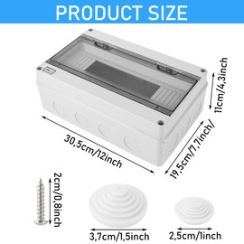 VIDETOL Surface-Mounted Fuse Box, IP65 Waterproof Distribution Box, Surface-Mounted Distribution Box, Surface-Mounted for Gardens, Outdoor Areas and Charging Stations
