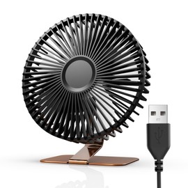 Koonie SLENPET 6 inch USB Desk Fan, 4 Speeds, Ultra-quiet, 90° Adjustment for Better Cooling, Portable Mini Powerful Desktop Table Fan, Small Personal Fan for Home Office, Metal Base, Bronze