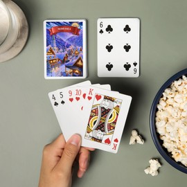Nebraska, Sleepy Winter Village (52 Playing Cards, Poker Size Card Deck with Jokers)