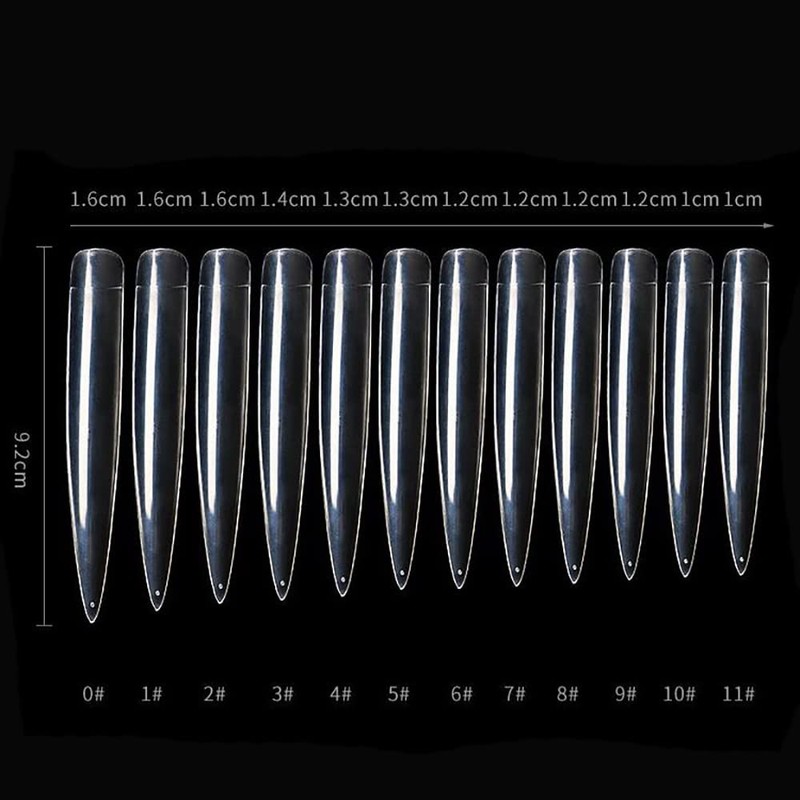 Mwoot Pack of 120 Extra Long False Nail Tips, Sharp