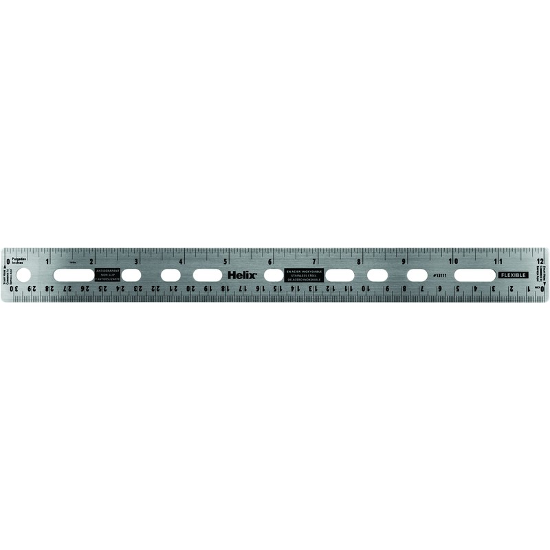 Helix Stainless Steel Ringbinder Ruler 12 inch / 30cm, Assorted
