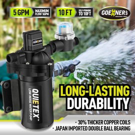 Heavy-Duty 12V RV Water Pump – 5 GPM 45 PSI Self-Priming Diaphragm Pump with Brass Adapter & Filter – Ideal for Campers, Yachts & Outdoor Systems