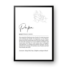 Postertech® Definition Papa, 350 g Quality Paper in Matt, Gift for Father for Father's Day, Birthday Gift, Dad, Dictionary Definitions, DIN A4 (without Frame) (DIN A4, Papa)