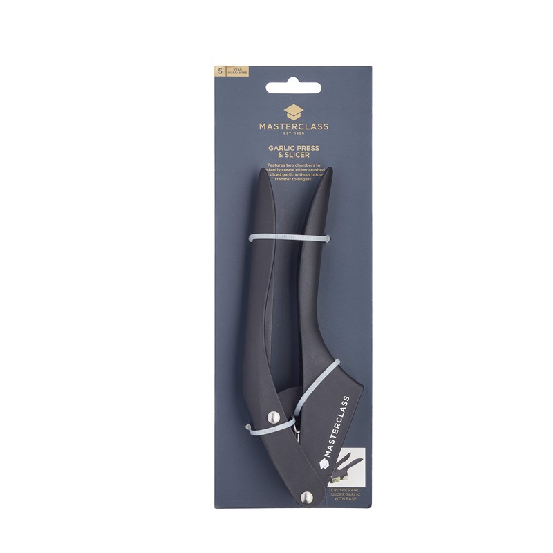 MasterClass Garlic Press and Slicer, Black