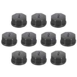 sourcing map 2 Pcs 3/4" Pipe Fitting Caps, Octagon Head Steel Threaded Pipe Fitting End Cap for Plumbing Water Line Decor Furniture, Black