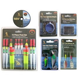 Fishing Tackle Set. Floats Weights Hooks Plugs Lures Spinners & Line.