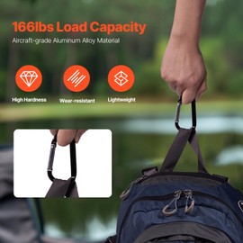 Happybuy 10 PCS Black Carabiner with 20 PCS Keyrings, 2.75" Aluminum Alloy D Ring Shape for Camping, Hiking, Backpacking