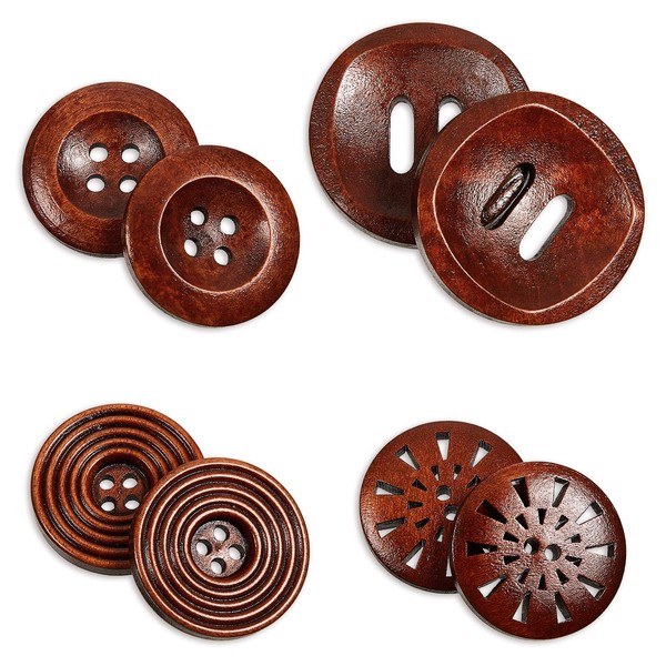 40 Pieces Wooden Buttons Round Handmade Buttons for Sewing Dresses Art DIY Crafts Red Brown 4 Holes 2 Holes 25 mm 30 mm