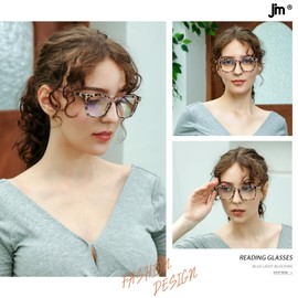 JM 3 Pack Reading Glasses for Women Men Blue Light Blocking, Oprah Square Computer Readers Spring Hinge +3.0