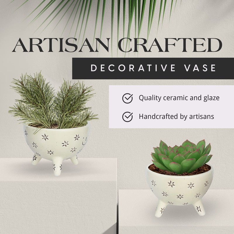 SLS SUPPLY FLORA Facepot Ceramic Planter with a Smiling Face,