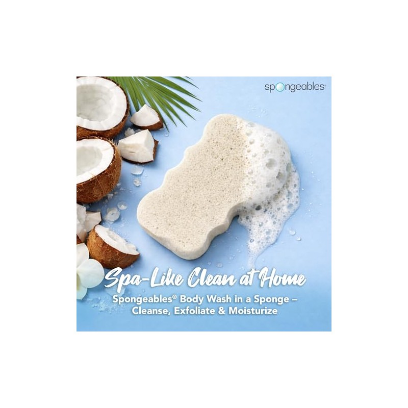 Spongeables Skinutrients gel de baño en esponja, colada de coco,