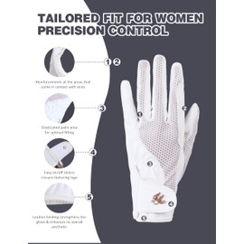 Harrison Howard Women Horse Riding Gloves Comfortable Grip for Gardening, Running Lightweight Equestrian Riding Gloves White L