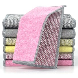 ZIRLZIM New Upgrade Multipurpose Non Scratch Wire Dishcloth, Soft Wire Dishwashing Rag Safe for Non-Stick Cookware, Scrubs & Cleans for Dishes, Sinks, Counters, Easy Rinsing (3-Pack)