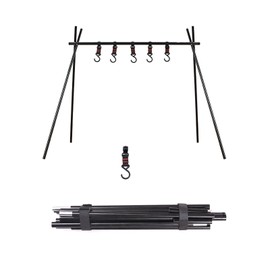 Camping Hanging Rack with Hooks Foldable Aluminum Alloy Portable Stand Shelf Garment Rack Small Size