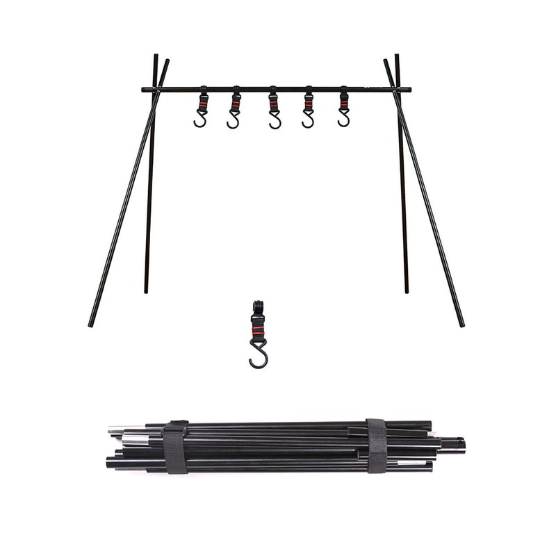Camping Hanging Rack with Hooks Foldable Aluminum Alloy Portable Stand