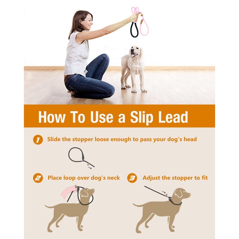 lynxking 5 FT Dog Leash Slip Lead 2 Pack Strong