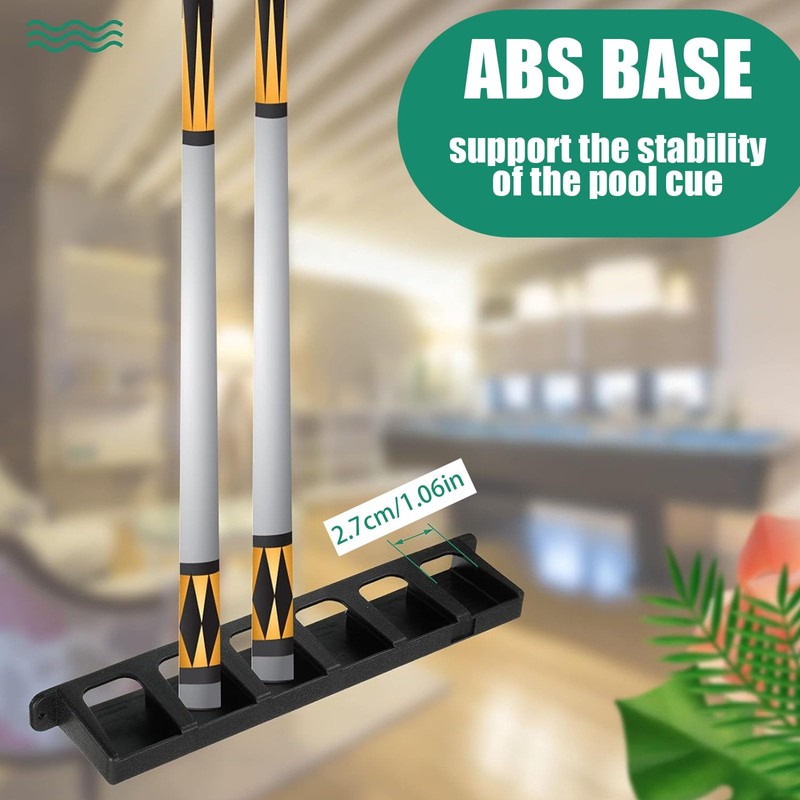 ZKFSIE 6-Slot Pool Cue Holder Wall Mount, Vertical Billiard Cue