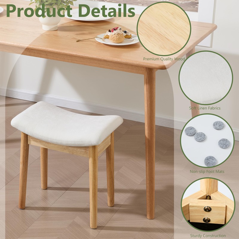 Royal Windsor Vanity Stool with Saddle Cushion, 18 Inch Makeup
