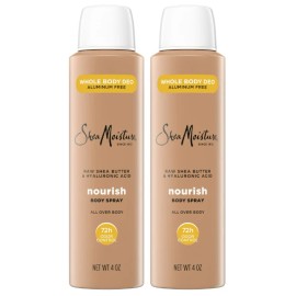 SHEA MOISTURE SHEA BUTTER & HYALURONIC Whole Body Deo NOURISH Body Spray 4oz-2Pk